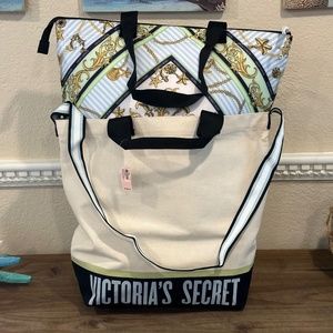 Victoria's Secret two in one thermal canvas cooler insulated tote bag NWT